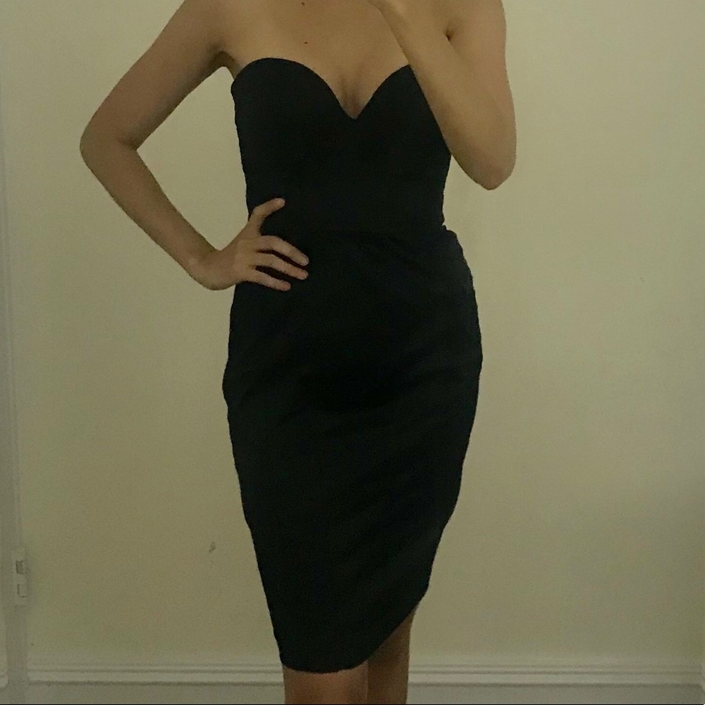 BEBE Black Strapless Dress with Lace XS